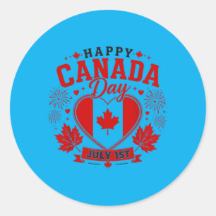 Canadese Vlag Shirt Vrouwen Mannen Kinderen Rode E Ronde Sticker