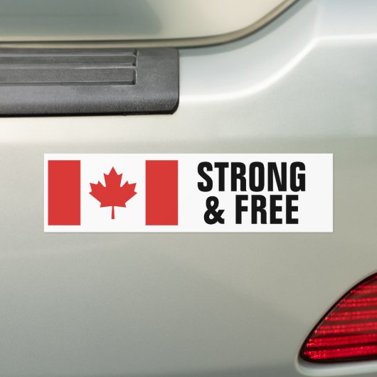 Canadese vlag sterk en vrij bumpersticker (Op auto)