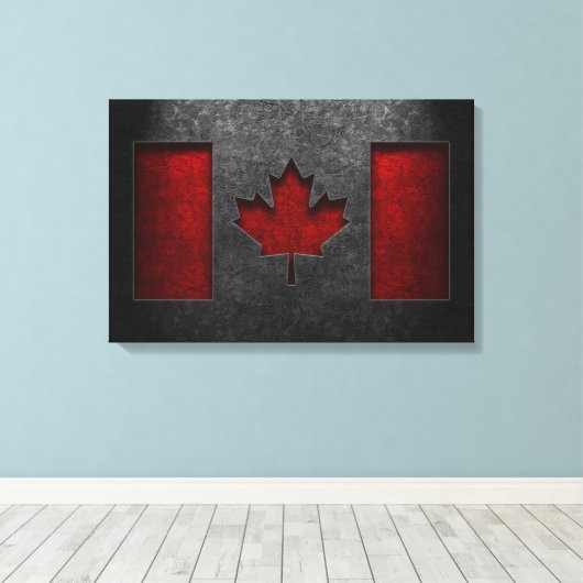 Canadese vlag Stone Texture Canvas Afdruk (Insitu (Houten vloer))