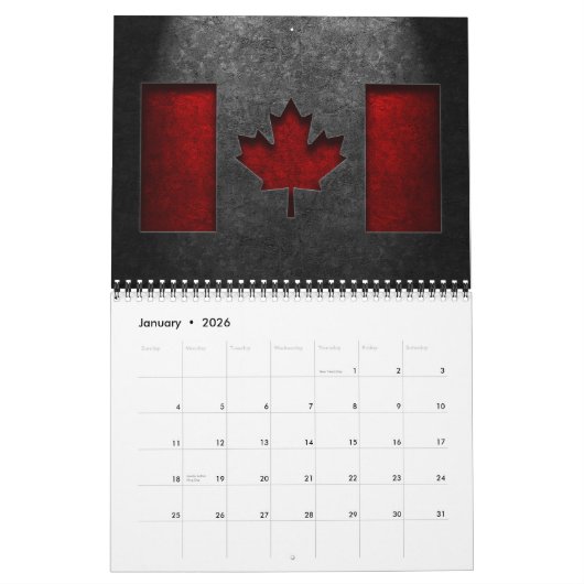 Canadese vlag Stone Texture Kalender (Jan 2026)
