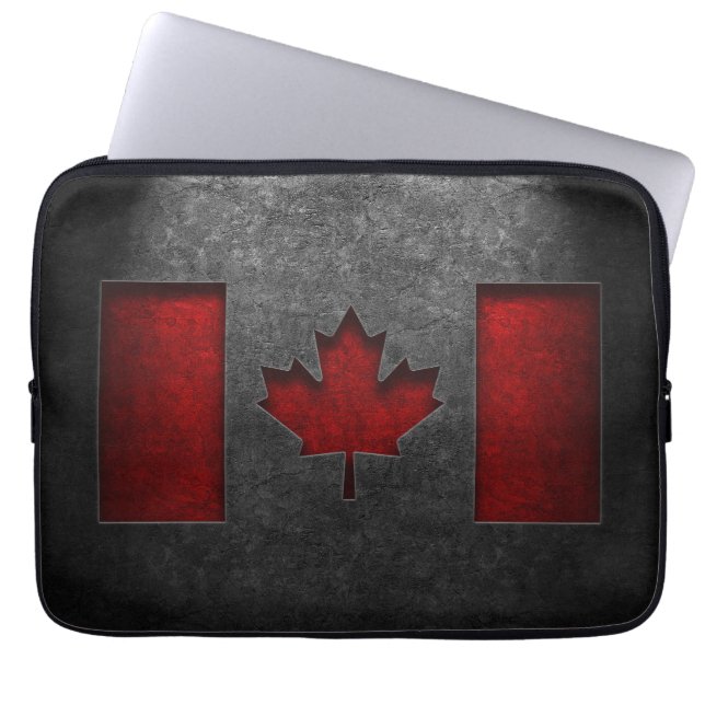Canadese vlag Stone Texture Laptop Sleeve (Voorkant)