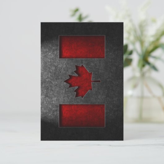 Canadese vlag Stone Texture Save The Date (Staand voorkant)
