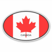 Canadese vlag van Canada ovale vinyl auto sticker (Voorkant)