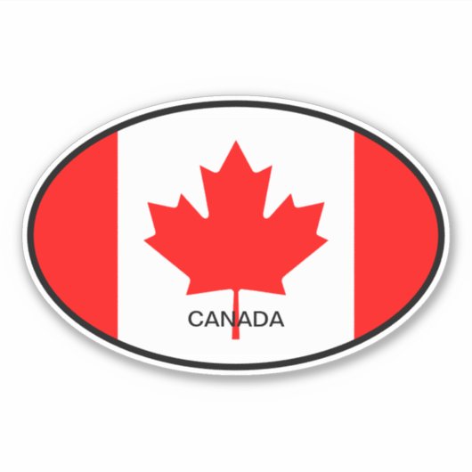 Canadese vlag van Canada ovale vinyl auto sticker (Voorkant)