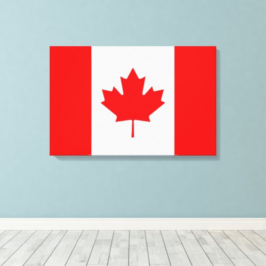 Canadese vlag van Canada Red Maple Leaf l'Unifolié Canvas Afdruk (Insitu (Houten vloer))