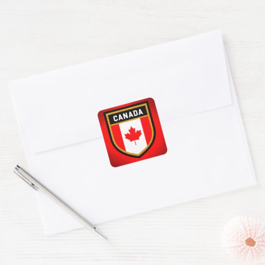 Canadese vlag vierkante sticker (Envelop)