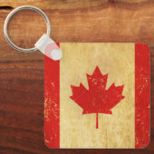 Canadese Vlag Vintage Ontwerp Sleutelhanger (Voorkant)