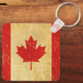 Canadese Vlag Vintage Ontwerp Sleutelhanger (Achterkant)