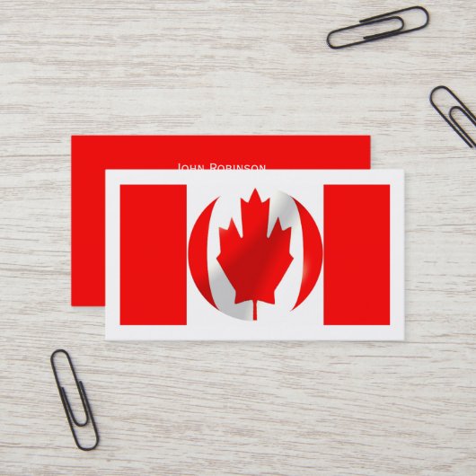 Canadese vlag visitekaartje (Voorkant / Achterkant in situ)