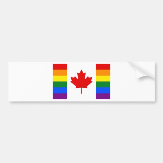 Canadese vlag voor de regenboog bumpersticker (Voorkant)
