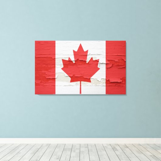 Canadese vlag Weathered Paint Canvas Afdruk (Insitu (Houten vloer))