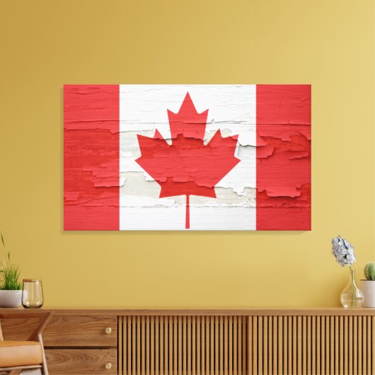 Canadese vlag Weathered Paint Canvas Afdruk (Insitu (Woonkamer))