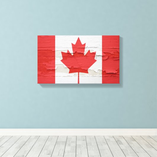 Canadese vlag Weathered Paint Canvas Afdruk (Insitu (Houten vloer))
