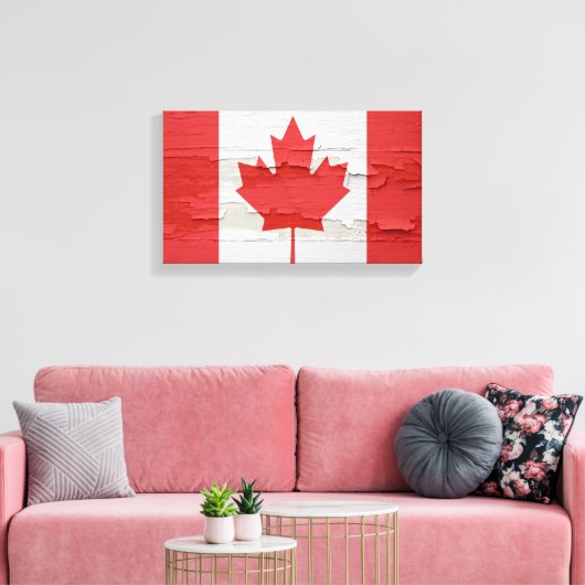 Canadese vlag Weathered Paint Canvas Afdruk (Insitu (Woonkamer))