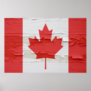 Canadese vlag Weathered Paint Poster