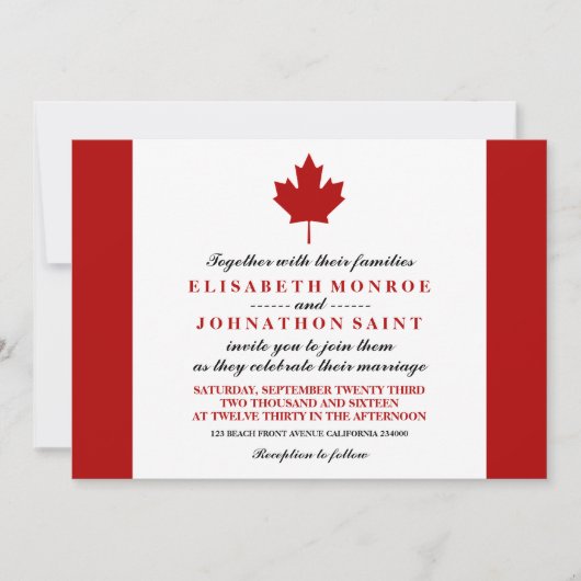 Canadese vlag Wedding Kaart (Voorkant)