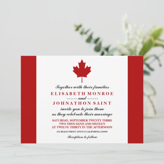 Canadese vlag Wedding Kaart (Staand voorkant)