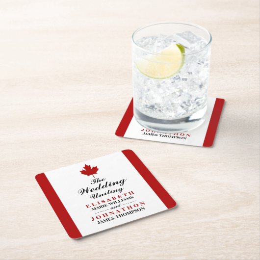 Canadese vlag Wedding Kartonnen Onderzetters (Insitu)