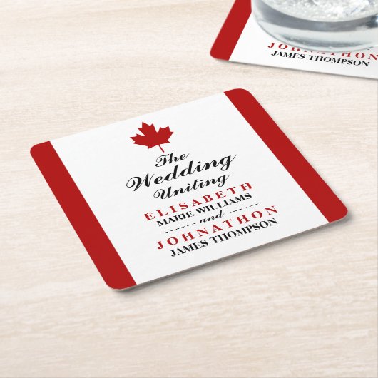 Canadese vlag Wedding Kartonnen Onderzetters (Schuin)