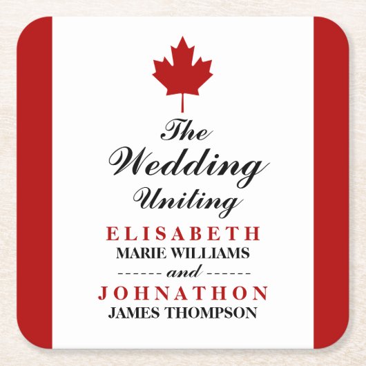 Canadese vlag Wedding Kartonnen Onderzetters (Voorkant)