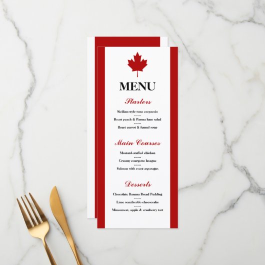 Canadese vlag Wedding Menu (Voorkant / Achterkant in situ)
