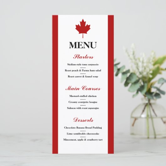 Canadese vlag Wedding Menu (Staand voorkant)
