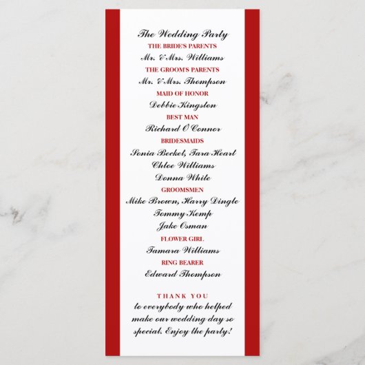 Canadese vlag Wedding Programmakaart (Achterkant)