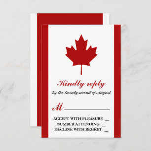 Canadese vlag Wedding RSVP Kaartje