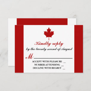 Canadese vlag Wedding RSVP Kaartje