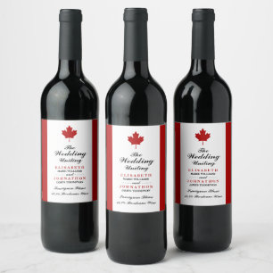 Canadese vlag Wedding Wijn Etiket