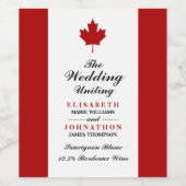 Canadese vlag Wedding Wijn Etiket (Enkel label)