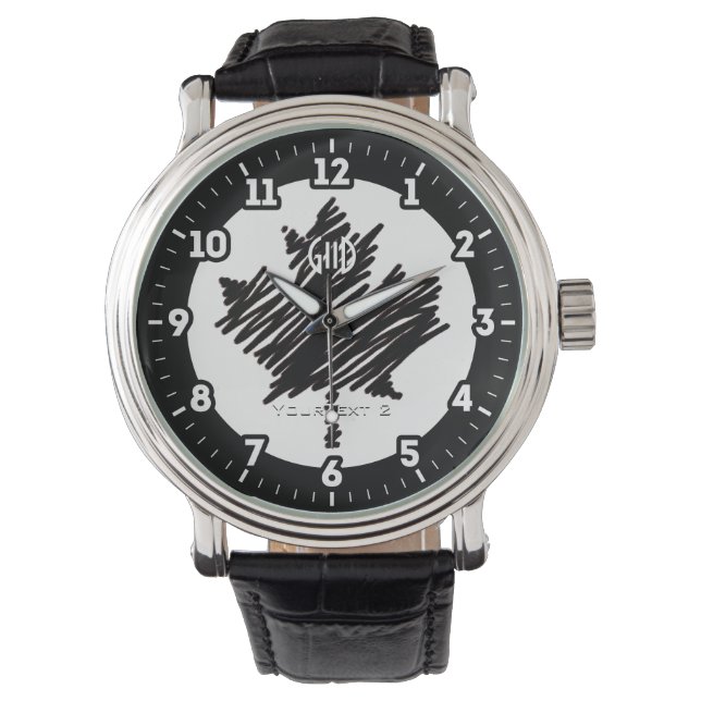 Canadese vlag Zwart esdoornblad Personaliseer het  Horloge (Voorkant)