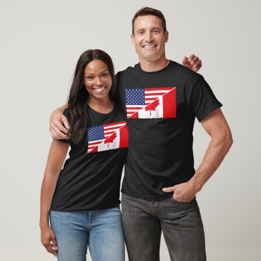 Canadese vlaggen en Amerikaanse vlaggen T-shirt (Unisex)