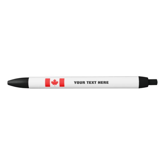 Canadese vlagpen met personalizable promoteksten zwarte inkt pen (Voorkant)