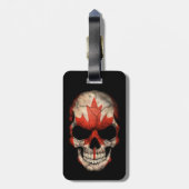 Canadese vlagschedel op zwart bagagelabel (Achterkant verticaal)