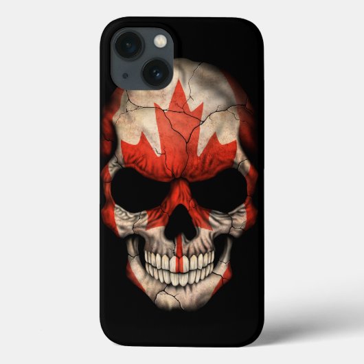 Canadese vlagschedel op zwart Case-Mate iPhone case (Achterkant)