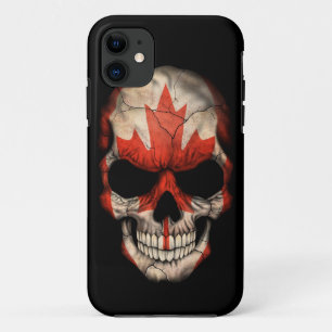 Canadese vlagschedel op zwart iPhone 11 hoesje