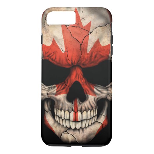 Canadese vlagschedel op zwart Case-Mate iPhone case (Achterkant)