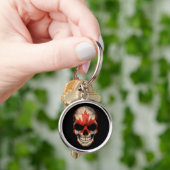 Canadese vlagschedel op zwart sleutelhanger (Hand)