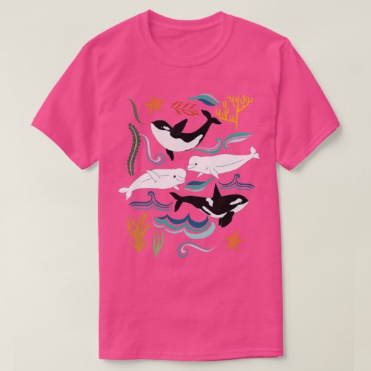 Canadese walvis op koraalroze t-shirt (Design voorkant)
