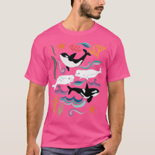 Canadese walvis op koraalroze t-shirt