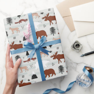 Canadese Wilde Dieren Patroon Eland Beer Vos Wolf Cadeaupapier