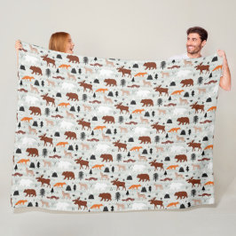 Canadese Wilde Dieren Patroon Eland Beer Vos Wolf Fleece Deken
