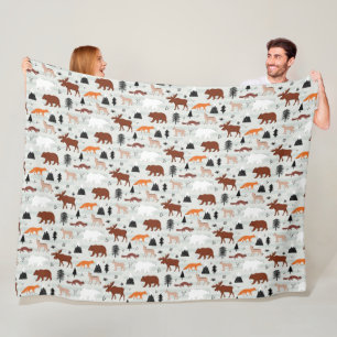 Canadese Wilde Dieren Patroon Eland Beer Vos Wolf Fleece Deken