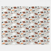 Canadese wilde dieren patroonmoes Beer Fox Wolf Fleece Deken (Voorkant (Horizontaal))