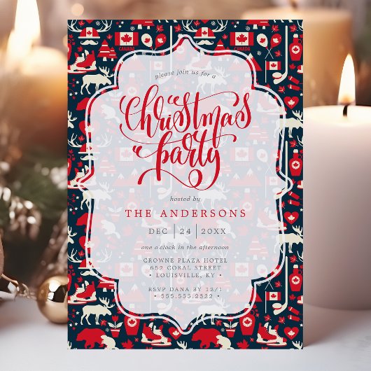 Canadese Winter Moose Patroon Kerstfeest Kaart