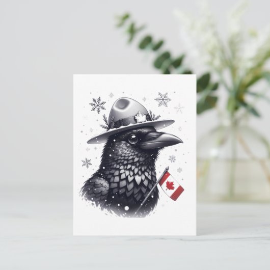 Canadese Winter Raven Briefkaart (Staand voorkant)