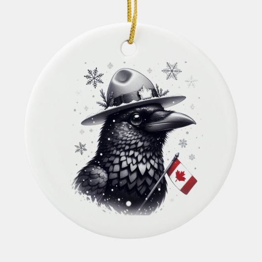 Canadese Winter Raven Keramisch Ornament (Voorkant)