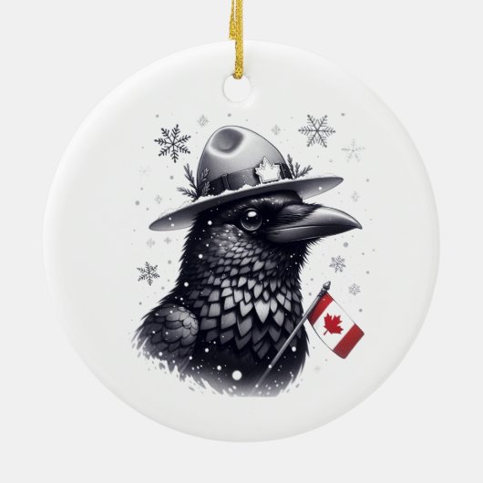 Canadese Winter Raven Keramisch Ornament (Achterkant)