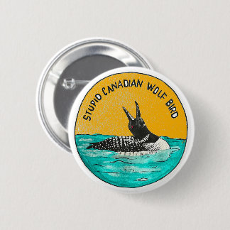 Canadese Wolf Bird Knop Ronde Button 5,7 Cm